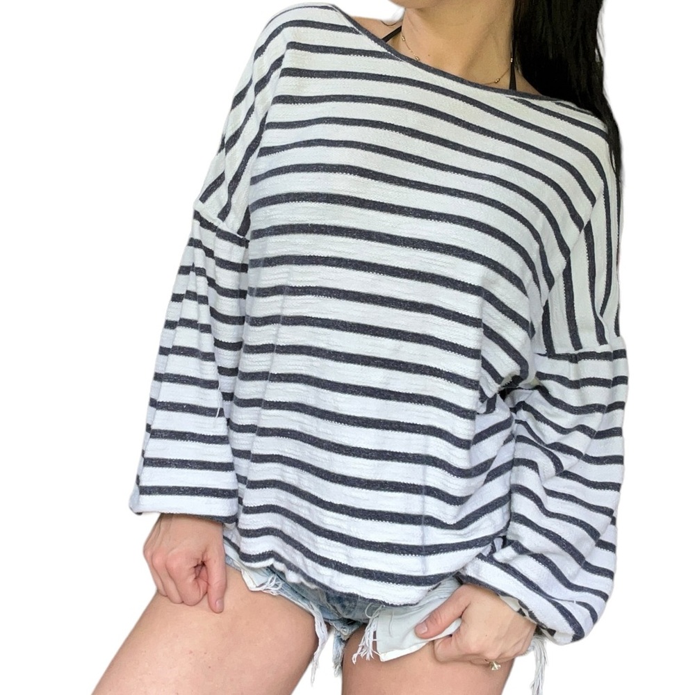 Nautical striped lightweight pullover linen top for woman summer 2024